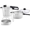 Fissler , Set da 5 pezzi con pentola a pressione Vitavit Premium 6 l , diametro 22 cm, con padella a cottura rapida 3.5 l , diametro 22 cm, con coperchio in metallo, per cottura a induzione