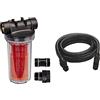Einhell 4173851 - Filtro per pompe, Portata d'acqua massima 4300 l/h, 25 cm & Kit accessori tubo di aspirazione nero 7 metri con terminali in PVC - max.: 35°