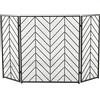 Deco 79 Paravento per camino a 3 pannelli con rete metallica pieghevole geometrica in metallo con motivo Chevron, 52 x 1 x 31, Nero