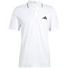 adidas Uomo Essential Three Stripes Pique Polo Shirt, White/Black, XS