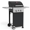 Barbecook Spring 2002, Barbecue A Gas Urban, Bbq a Gas, Griglia Barbecue con Vasca e 2 Tavolini Pieghevoli con 3 Ganci per Accessori, Barbecue con 3 Superfici della griglia, Nero