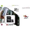 Kingston MICRO SD KINGSTON CLASSE 10 MICROSD+ADAPTER MEMORY CARD 64GB SCHEDA TRANSFLASH