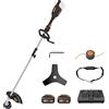 WORX Decespugliatore 40 V (2 x 20 V) WORX | PowerShare | WG186E | Include 2 batterie 2 Ah e caricatore | Asse multifunzione p/er accoppiare segra, tagliasiepi o spazzola