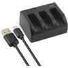 KSIX bxgo21 - Caricatore per 3 batterie Micro USB e USB Tipo C per Fotocamera GoPro Hero 5