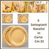 Set 6 sottopiatti oro natalizi carta per tavola di natale decorazioni natalizie