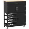 HOMCOM Carrellino per Cucina in Legno Carrello Portavivande Salvaspazio