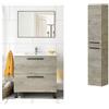 Fores Mobile Bagno 80 Cm 2 Cassetti Con Piedini Lavabo Specchio Colonna Athena Rovere