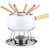 eva SET FONDUTA 12 PEZZI BOURGUIGNONNE EVA BIANCO LUCIDO 6 FORCHETTE MANICO LEGNO