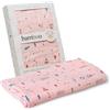 Interbaby Mussola Bambu Bebe 120 x 120 cm | garza per neonati neonati, allattamento, asciugamano, coperta, mussola per bebè, comodo, morbido, traspirante, design a casetta rosa