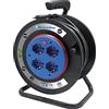Electraline 49030 prolunga elettrica con avvolgicavo, Nero/Blu, 15 mt