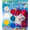 Eulenspiegel - Palette di trucco Deep Ocean, 6 colori | 2 pennelli, 2 spugne per trucco e istruzioni, colori per trucco per circa 60 maschere, per Carnevale e feste a tema