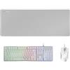 Mars Gaming MCPXWPT, Lingua Portoghese, Combo H-Mech FRGB Tastiera, Ultralight Mouse 10000DPI & XXL Mousepad, Nero