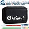 BE SMART ASTUCCIO TIPL NERO PER SCUOLA 18 PASTELLI+ 18 PENNARELLI GIOTTO BLUETTE