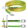 EBROM Cavo di messa a terra 3 m H07V-K 16 mm² verde/giallo conduttore di messa a terra - Lunghezza: 3 metri + capicorda ad anello M8 (8 mm) e M10 (10 mm) - Made in Germany - 16 mm2 adatto per
