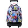 Totto - Zaino Scuola con Ruote Staccabili, Modello Gesso, Capacità 26 L, Zaino Porta PC 15,4, Tasca Bottiglia, Maniglia Telescopica, Schienale ergonomico e Spalline a S, Stampa Lazelle Multicolor