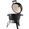 Maxima Premium Kamado BBQ 13 pollici Ø 33 cm - Barbecue a carbonella - Grigliare, affumicare, cuocere al forno, cuocere a vapore - Fornello - Barbecue all'uovo Nero
