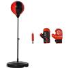 Punching Ball per Bambini con Guantoni Altezza Regolabile Rosso e Nero