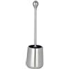 WENKO Igiene - Scopino per WC in acciaio inox, con testina nera e piedini in silicone, 11,5 x 40 x 11,5 cm, colore: argento opaco