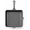 HENDI Padella griglia in ghisa, rigata, con beccuccio per versare, padella per grigliare, adatta per forno, cucina a gas, induzione, elettrica, vetroceramica, manico: 140mm, 250x250x(H) 50mm