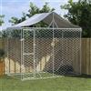 vidaXL Cuccia Cani da Esterno Tetto Argento 3x1,5x2,5m Acciaio Zincato