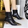 Stivali Scarpe Stivaletti Tronchetto Donna Pelle Sintetica Nero Oro 5 cm 31064