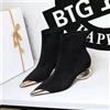 Stivali Scarpe Stivaletti Tronchetto Donna Pelle Sintetica Nero Oro 5 cm 31077