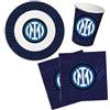 Decoraparty Set Compleanno Neroazzurro per 8 persone, Kit Addobbi Decorazioni Stoviglie da Tavola Tema Calcio Pallone Calcistico Festa Nero Azzurro Party Bambini - 8 Piatti, 8 bicchieri, 20 tovaglioli
