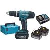 Makita TRAPANO AVVITATORE A BATTERIA PERCUSSIONE MAKITA DHP453RF3J 18V 3Ah 3 BATTERIE