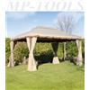 VERDELOOK GAZEBO DA GIARDINO TENDA COPERTURA DOPPIO TETTO 220gr MOD. ROMA 3X4 ALLUMINIO