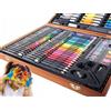 VERK Valigetta Colori in Legno Pittore 150 Pezzi Assortiti Acquerelli Pennelli Disegn