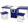 COSE DA CASA Tavolo pic-nic con frigo 28 litri 2 sgabelli blu tavolino campeggi richiudibile