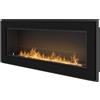 Giordanoshop Camino a Bioetanolo da Parete/Incasso 120x49 cm Frame 1200 Nero con Vetro