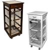 cosedacasa Carrello slim cucina legno portafrutta stretto 3cestini cassetto ripiano mattone