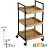 Carrello in legno bambu portatutto da cucina con ruote 3 ripiani
