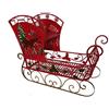COSE DA CASA Slitta rossa di Babbo Natale grande in Metallo cm 120 con Agrifogli e Renne albe