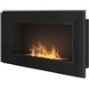 Giordanoshop Camino a Bioetanolo da Parete/Incasso 90x49 cm Frame 900 Nero con Vetro