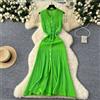 Vestito Abito Lungo Scamiciato Bohoo Morbido Leggero Verde GIPSY 31952
