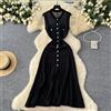 Vestito Abito Lungo Scamiciato Bohoo Morbido Leggero Nero GIPSY 31952