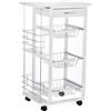 HOMCOM CARRELLO ISOLA DA CUCINA SALVASPAZIO IN LEGNO DI PINO, CARRELLO PORTAVIVANDE
