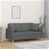 vidaXL Divano a 2 Posti con Cuscini Grigio Scuro 140 cm in Tessuto