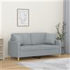 vidaXL Divano a 2 Posti con Cuscini Grigio Chiaro 140 cm in Tessuto