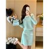 Vestito Completo Donna Set Tailleur Maglia Morbida Verde Tiffany 32545
