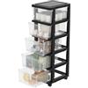 Cetomo Cassettiera in Plastica con Ruote, Cassetti di Stoccaggio, Cassetto, Torre per Casa, Ufficio, Armadio, Camera da Letto, Dormitorio, Smontabile, Scatola, PP, Trasparente e Nero (5 Cassetti)