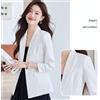 Giacca da Tailleur Blazer Donna Ufficio Raso Slim Bianco Simil Lino 33201