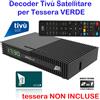 tivùsat DECODER HD TIVUSAT SATELLITARE SENZA SCHEDA SMART CARD PER TESSERA TIVUSAT VERDE