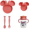 Thermobaby Set di stoviglie per bambini Disney Minnie - Piatto a scomparsa - Ciotola - Cucchiaio - Forchetta e tazza di apprendimento a 360° - Design divertente e pratico per pasti per bambini