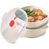 Snips Bianco Vaporiera per Microonde Con 2 Vassoi | 4 LT | Colore Linea Tempozero |BPA