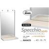 GC SPECCHIO MENSOLA PARETE PENSILE BIANCO METALLO SPECCHIERA CLASSICO MODERNO 75*40