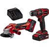 Einhell TRAPANO AVVITATORE+SMERIGLIATRICE A BATTERIA 'TC-TK 18 LI KIT' kit 2 pezzi