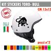 Kit 2 Adesivi toro bull natura tauro Casco Moto Serbatoio auto Valigia cod. 1730
